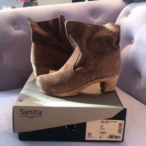 SANITA cognac suede clog/bootie size EU 38 NWOT